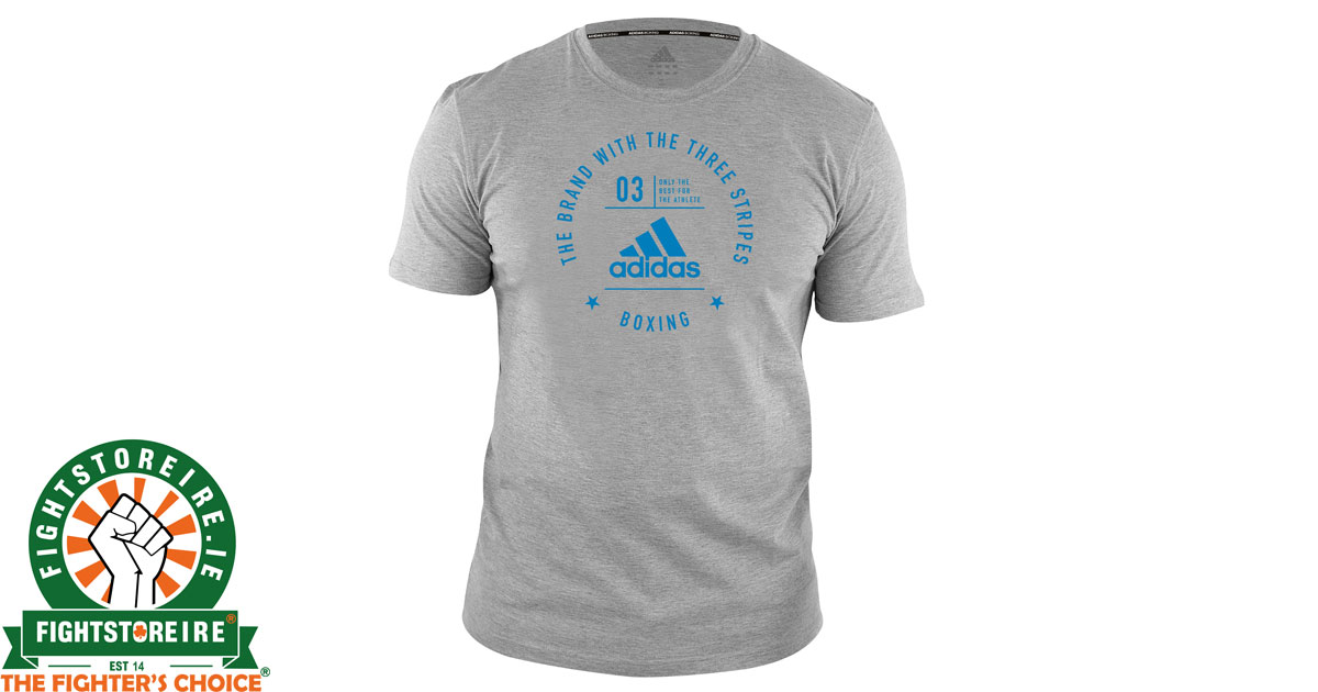 Adidas Boxing T-Shirt Grey/Blue - Fightstore IRE - The Fighter's Choice!