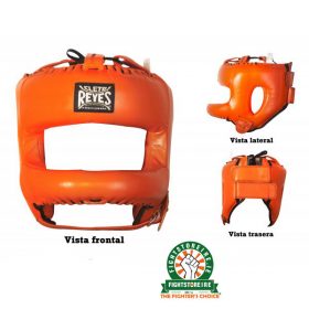 Cleto Reyes Redesigned Leather Headguard with Nylon Face Bar - Tiger Orange