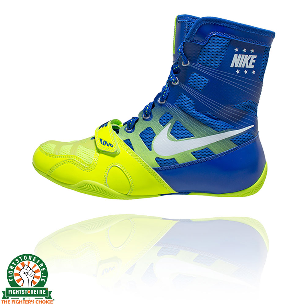 blue and white nike boxing boots