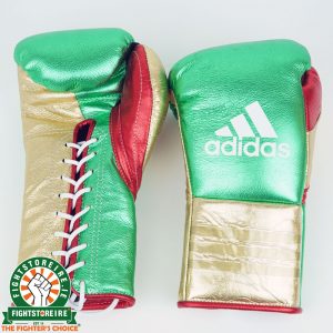 Adidas Custom Lace Up Fight Gloves - Green/Gold/Red