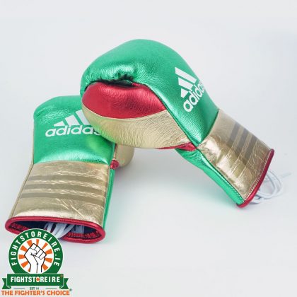 Adidas Custom Lace Up Fight Gloves - Green/Gold/Red