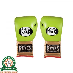 Cleto Reyes Lace Up Limited Edition Sparring Gloves - Lime Green/Gold