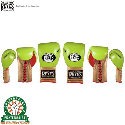 Cleto Reyes Lace Up Limited Edition Sparring Gloves - Lime Green/Gold
