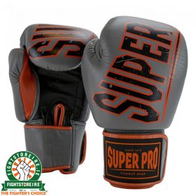 Super Pro Challenger Leather Kickboxing Gloves - Grey