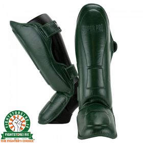 Super Pro Guardian Leather Shin Guards - Green