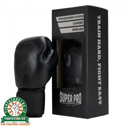 Super Pro Legend Leather Kickboxing Gloves - Black