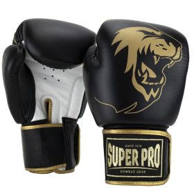 Super Pro Warrior SE Leather Kickboxing Gloves - Black/Gold