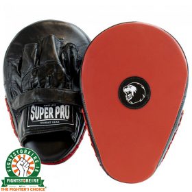 Super Pro Leather Flat Hook and Jab Pads - Black / Red