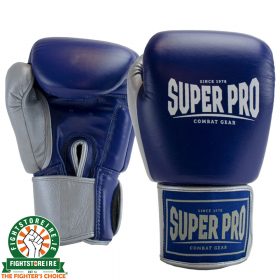 Super Pro Enforcer Leather Thai Boxing Gloves - Blue