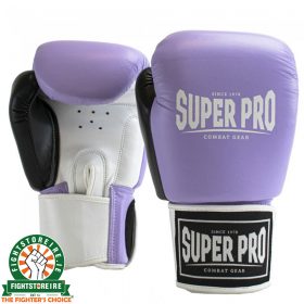 Super Pro Enforcer Leather Thai Boxing Gloves - Lilac/Black