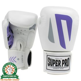 Super Pro No Mercy Leather Boxing Gloves - White