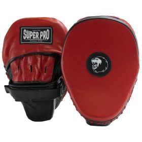 Super Pro Lightweight Curved Hook and Jab Pads - Black/Red