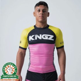 Kingz Retro Short Sleeve Rashguard Pink/Yellow